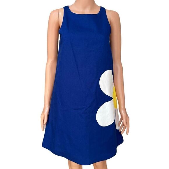 Lisa Perry 100% cotton a line dress size 2 daisy appliqué floral made in USA - Picture 2 of 7